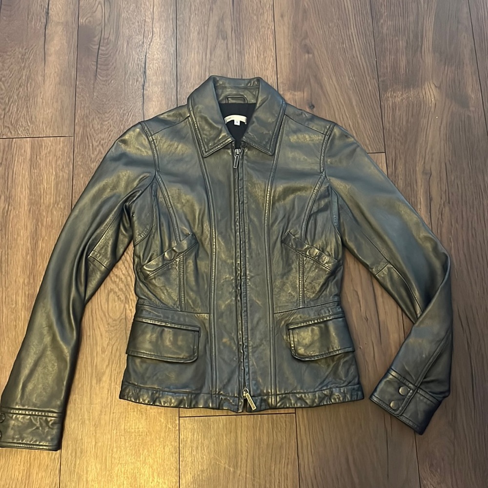 Vince metallic leather jacket size small